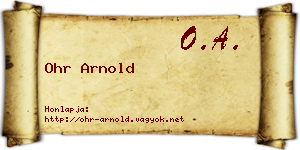 Ohr Arnold névjegykártya